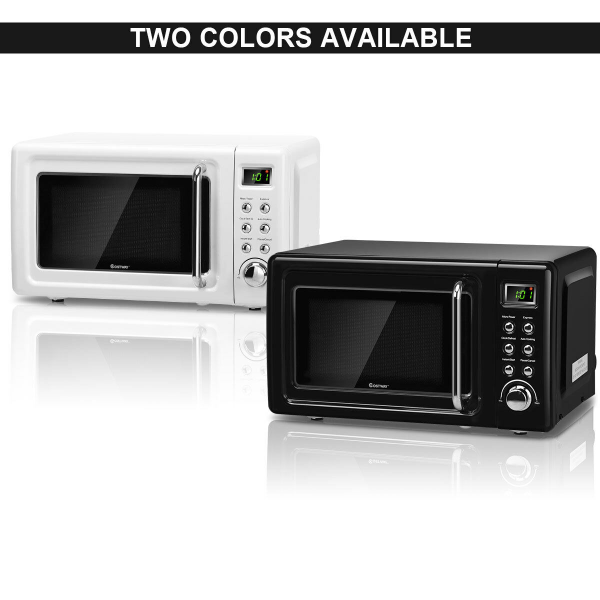 Costway 700W Red Retro Countertop Microwave Oven with 5 Micro