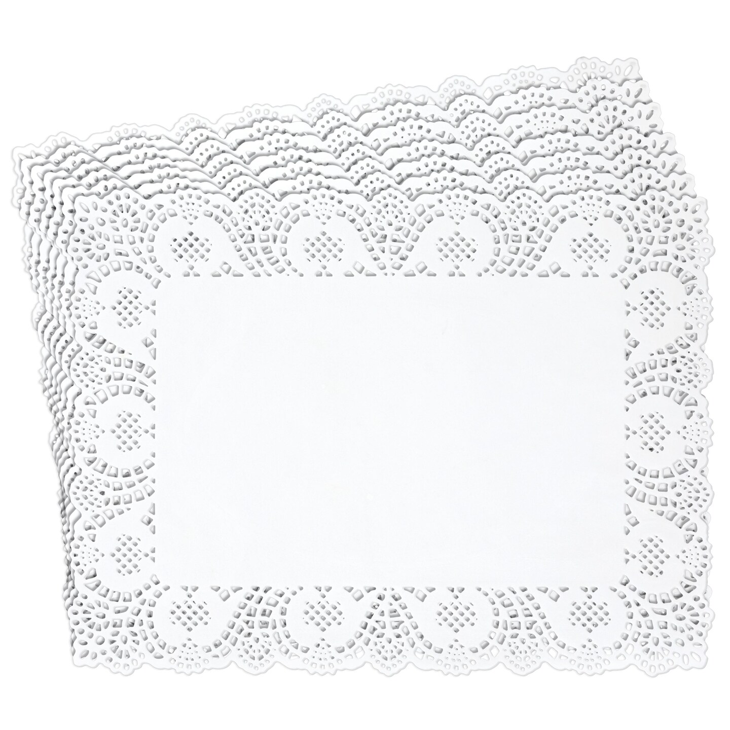 Rectangular Paper Doilies for Placemats, Cakes, Desserts (White, 15.5 x 11.7 In, 100 Pack)