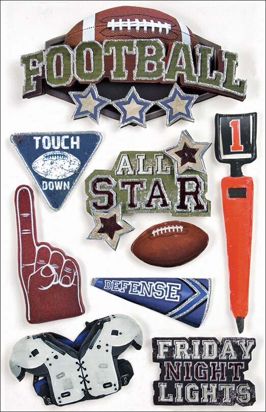 Paper House 3D Stickers 4.5&#x22;X7.5&#x22; -Football