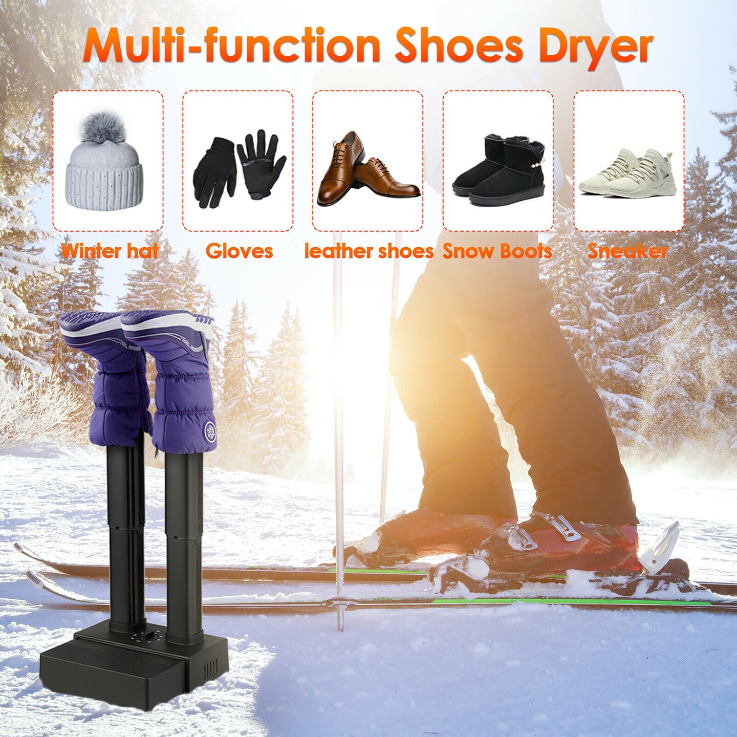 COSTWAY Boot Dryer, Electric Shoe Dryer and Warmer with Heat Blower, Fast  Drying, Overheat Protection, Easy to Assemble, Shoe Dryer for Work Boots,  Shoes, Gloves and Socks (2-Shoe)