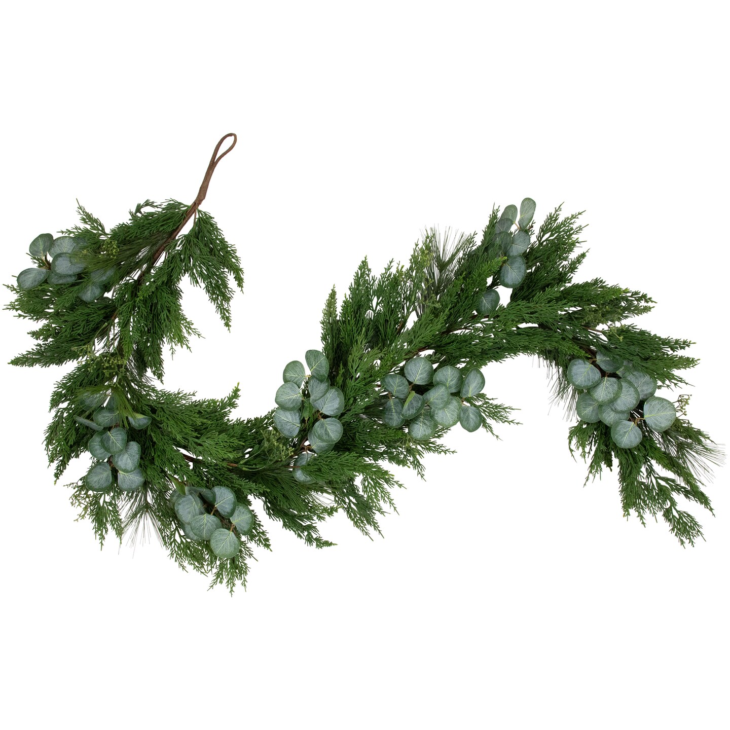 Northlight Real Touch&#x2122;&#xFE0F; Eucalyptus and Mixed Pine Artificial Christmas Garland - 6&#x27; x 8&#x22; - Unlit