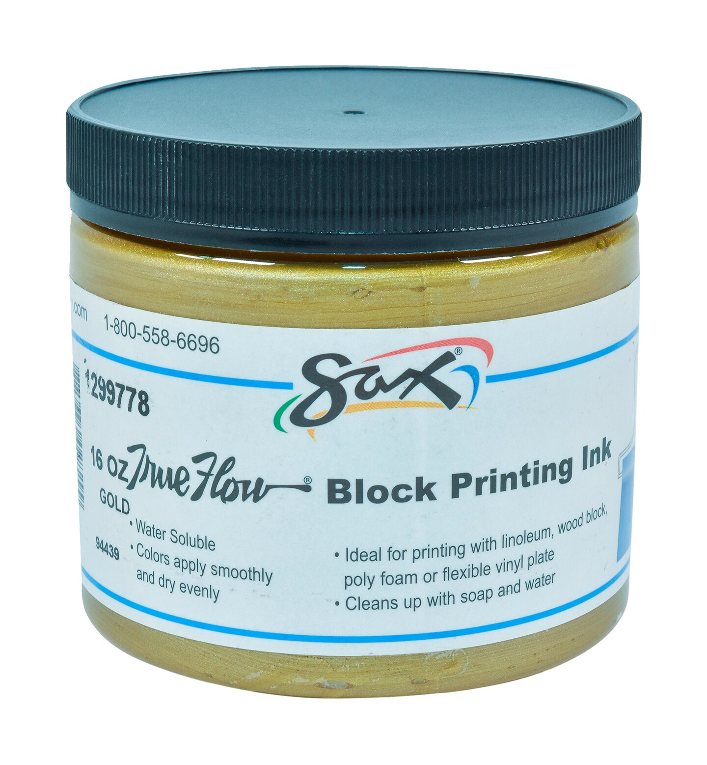 Sax True Flow Water Soluble Block Printing Ink, 1 Pint Jar, Gold Michaels