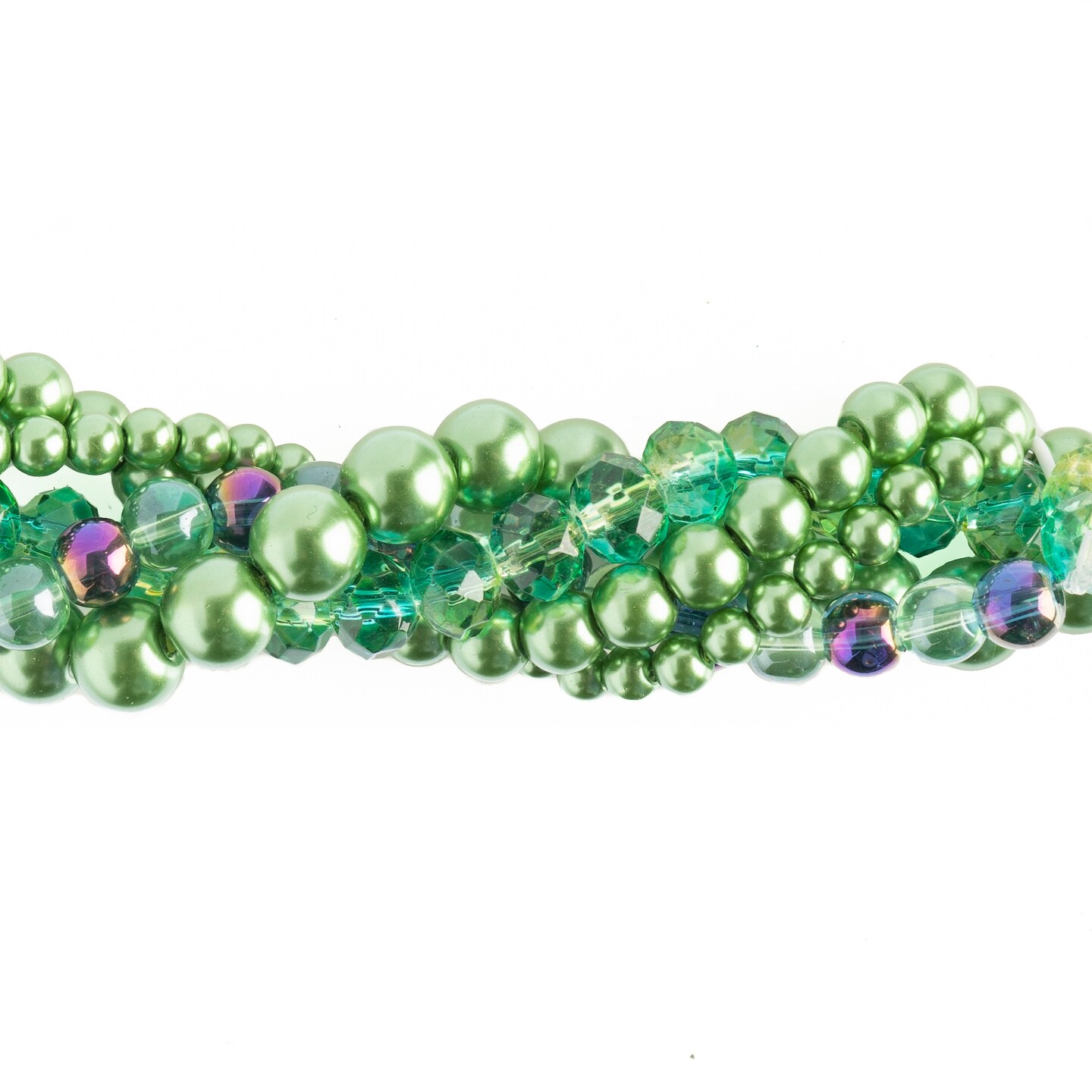 Crystal Lane DIY Green Hydrangea Twisted Glass &#x26; Pearls Beads, 5 Strands