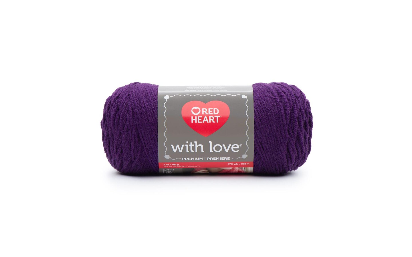 C&#x26;C Red Heart With Love Yarn 7oz 370yd Aubergine