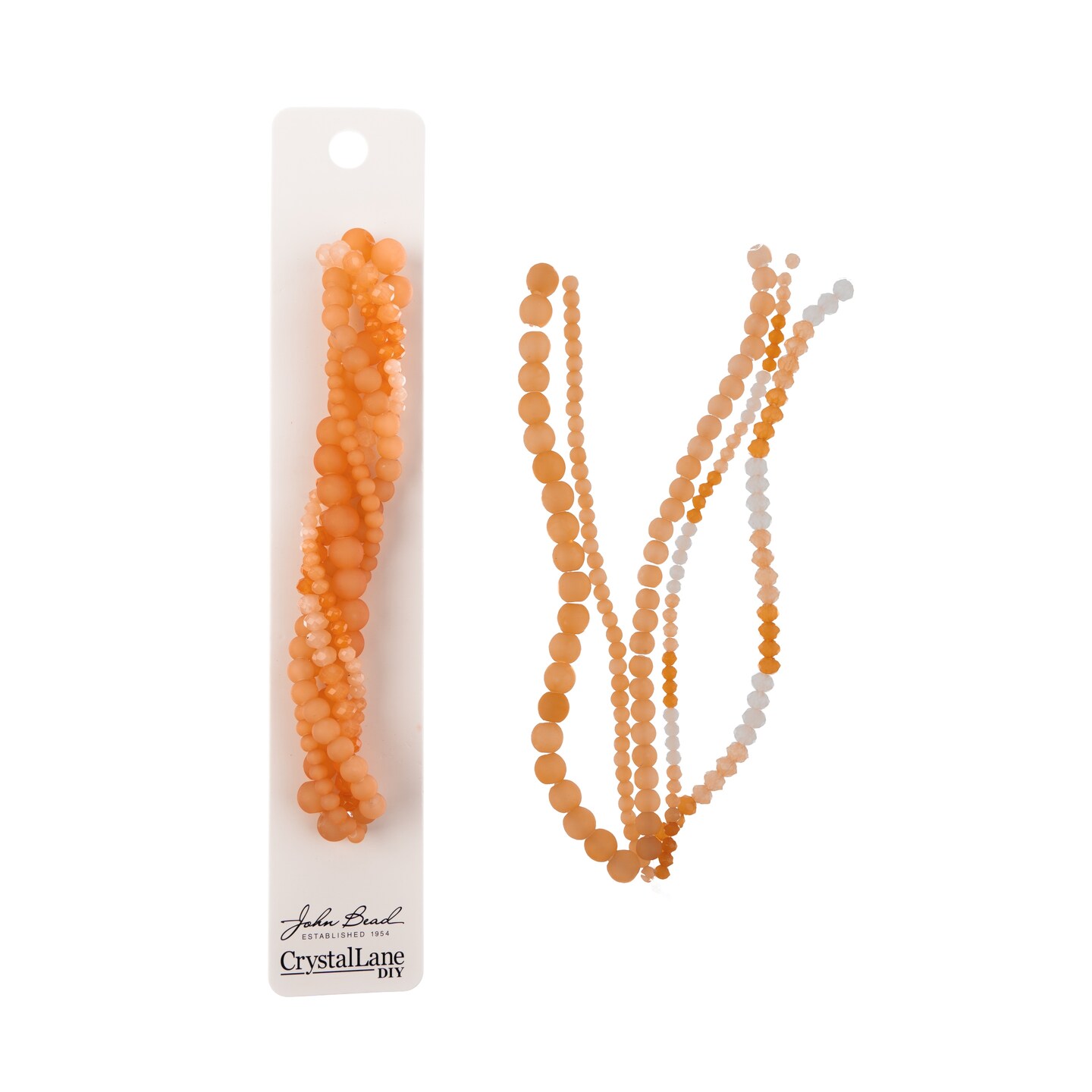 Crystal Lane DIY Solar Orange Twisted Glass & Pearls Beads, 5 Strands