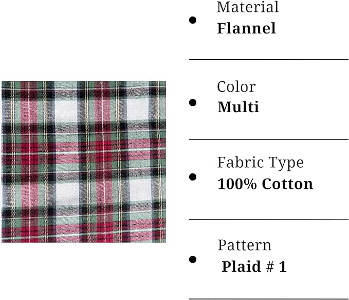 FabricLA 100% Cotton Flannel Fabric - 58/60 Inches (150 CM) - Cotton  Tartan Flannel Fabric - Use as Blanket, PJ, Shirt, Cloth Flannel Craft  Fabric 