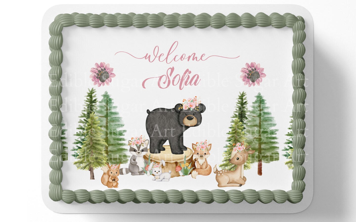 Woodland Baby Shower Cake Topper Woodland Sheet Cake Topper Woodland ...