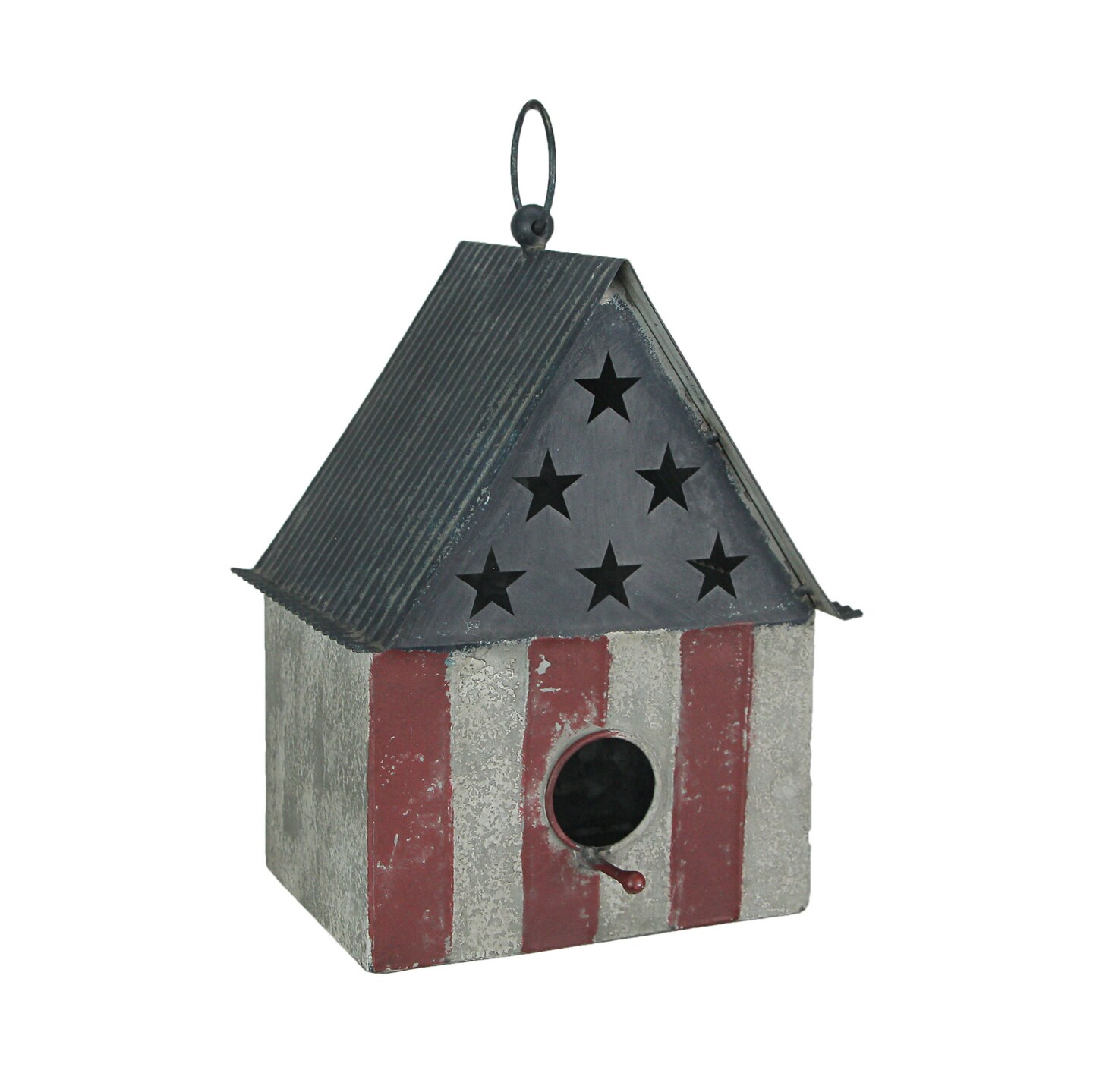 Rustic Metal Americana Hanging Bird House Decorative Garden Farmhouse Decor