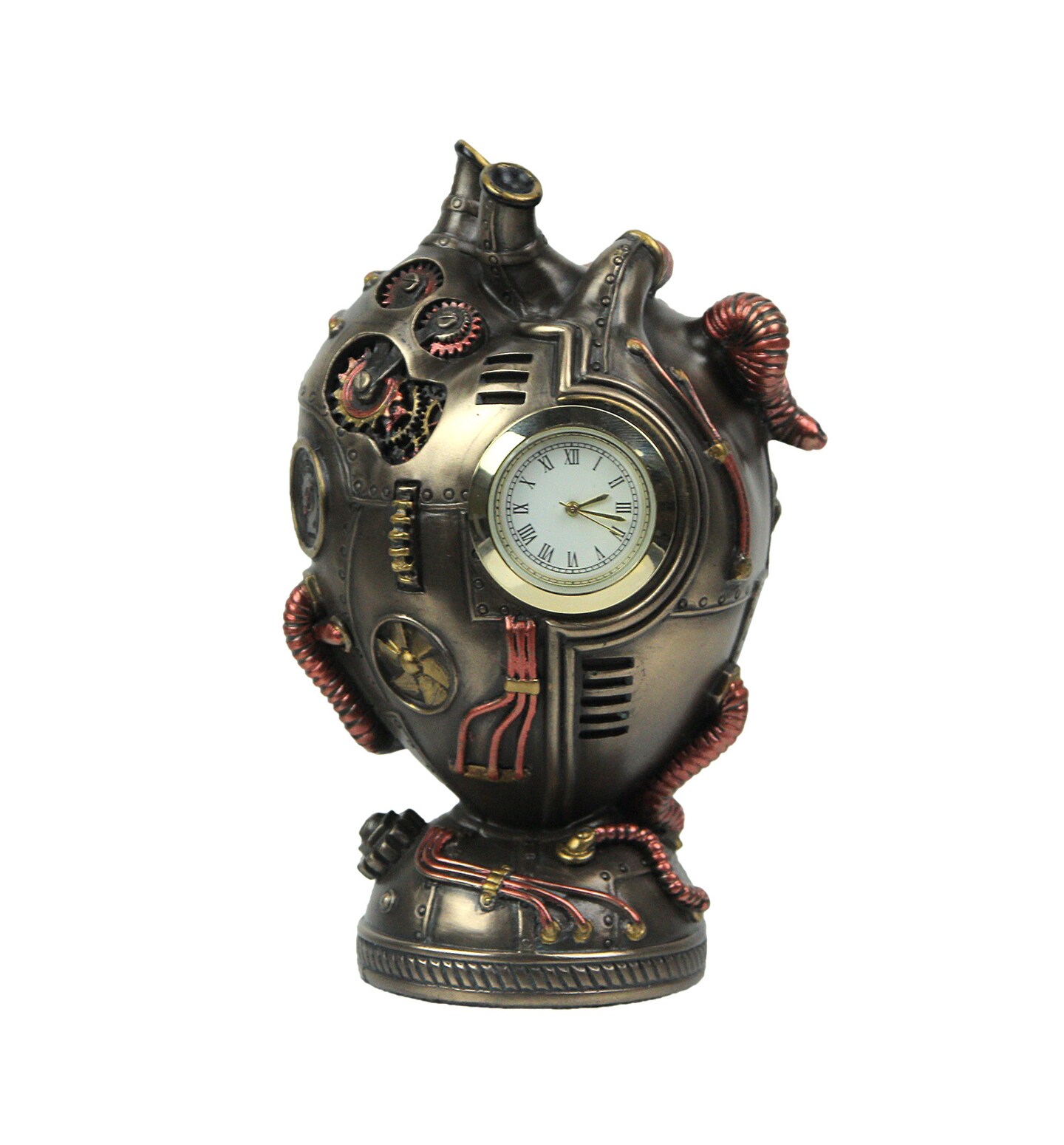 Bronze Finished Steampunk Human Heart Desk Clock 4.5 Inches High