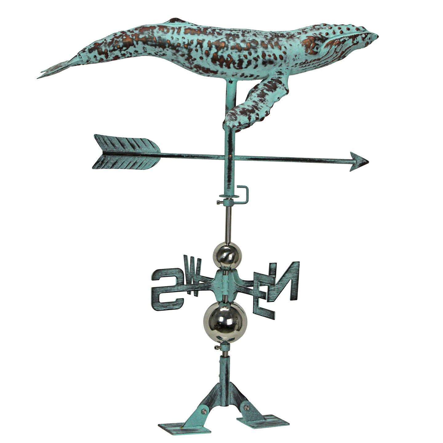 Verdigris Copper Humpback Whale Weathervane