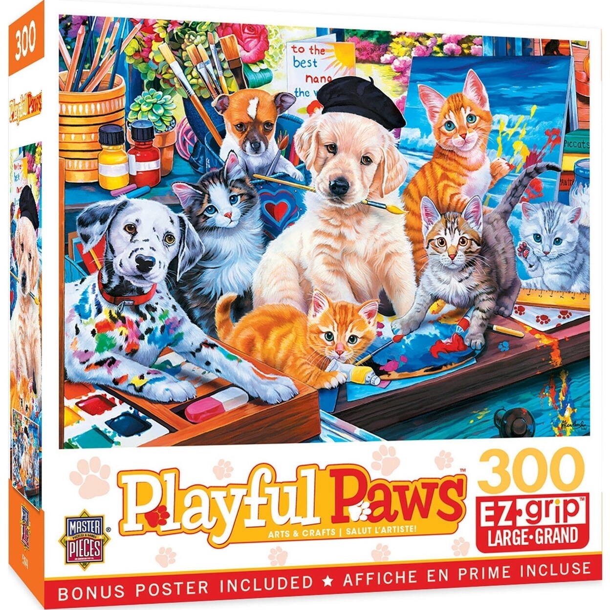 MasterPieces Playful Paws - Arts and Crafts 300 Piece EZ Grip Puzzle
