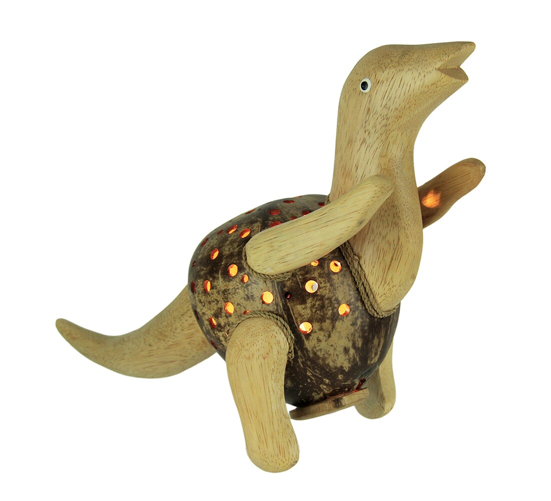 Dinosaurus Rex Wood and Coconut Shell Dinosaur Accent Lamp