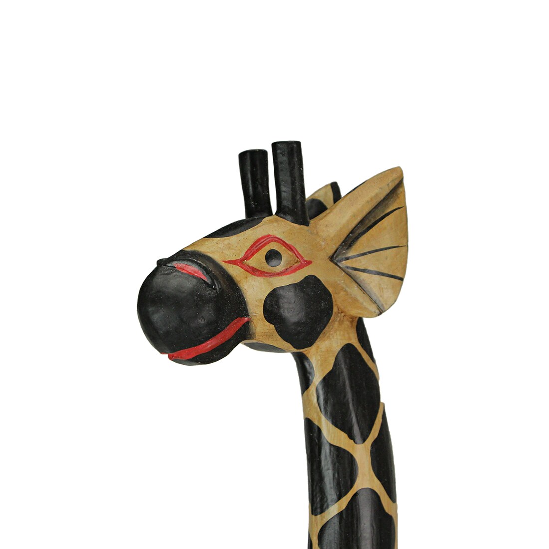 Hand Carved and Painted 36 Inch High Wooden Giraffe and Zebra Floor Statues