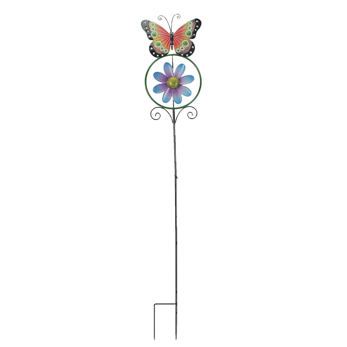 55 Inch Butterfly Flower Kinetic Wind Spinner Garden Stake Yard Decor Pinwheel