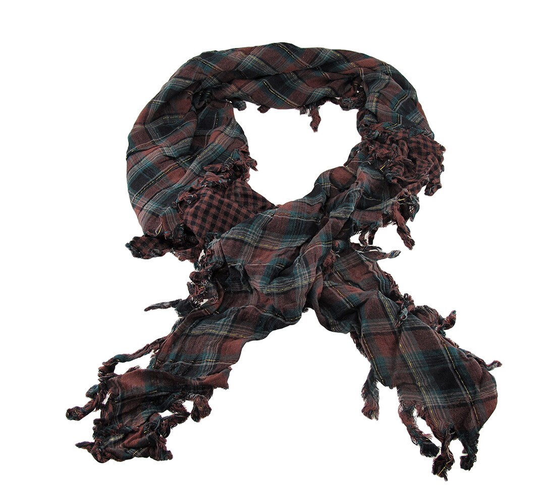 Brown Plaid Triangular Reversible Neck Scarf Tartan