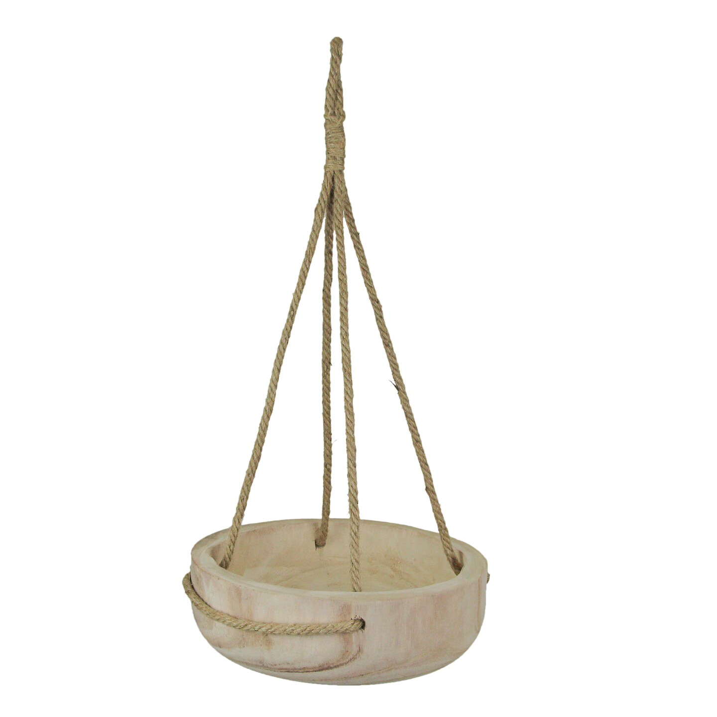 12 Inch Rope Hanging Wooden Bowl Planter Indoor Outdoor Succulent Pot Home Decor