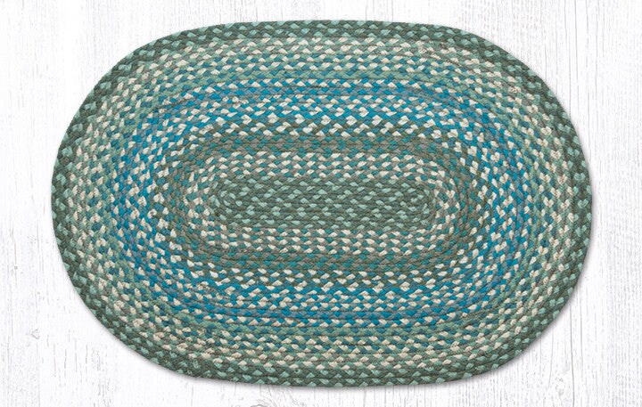 Earth Rugs C-419 Sage / Ivory / Settlers Blue Oval Braided Rug 20" x 30"