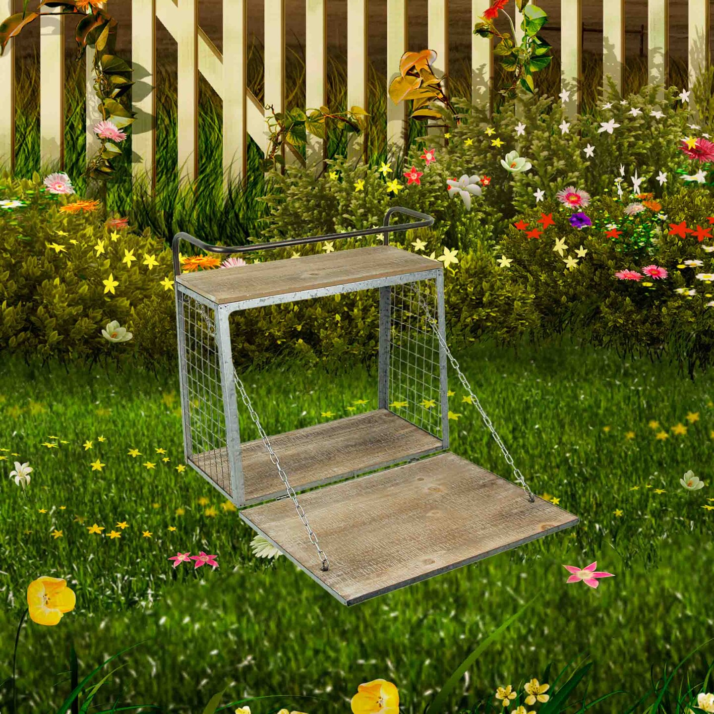 Wood &#x26; Metal Floating Shelf Wall Mounted Storage Home Bar Garden Box