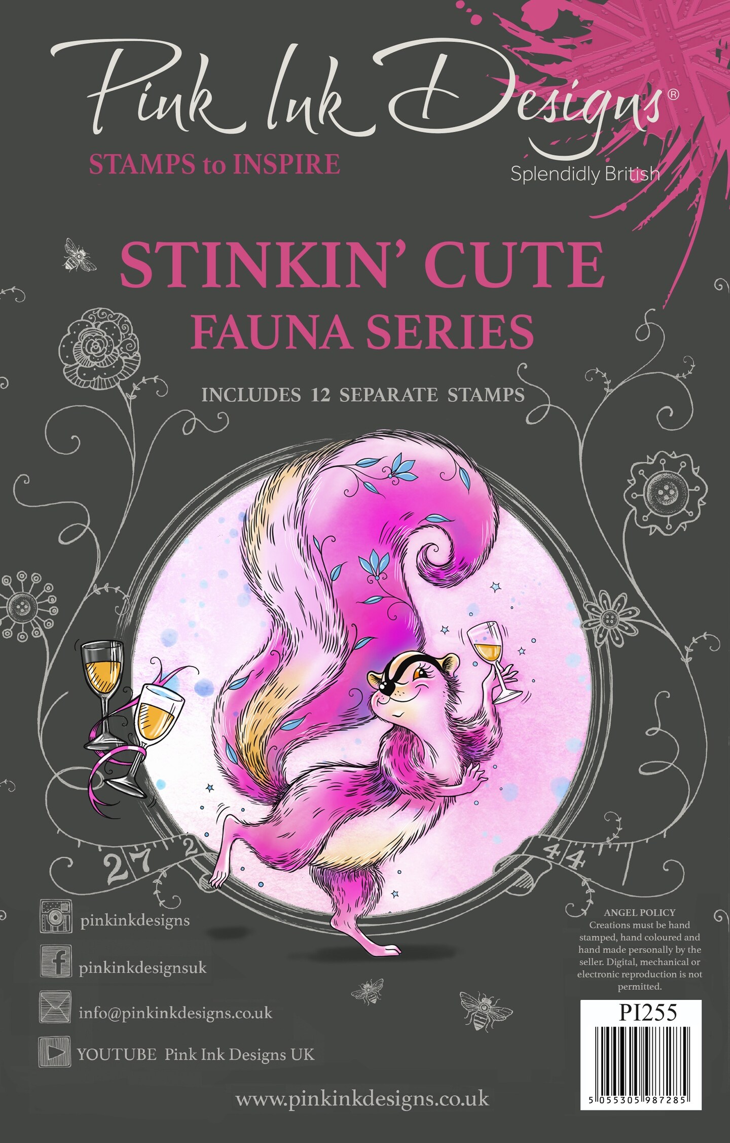 Pink Ink Designs 6&#x22;X8&#x22; Clear Stamp Set-Stinkin&#x27; Cute