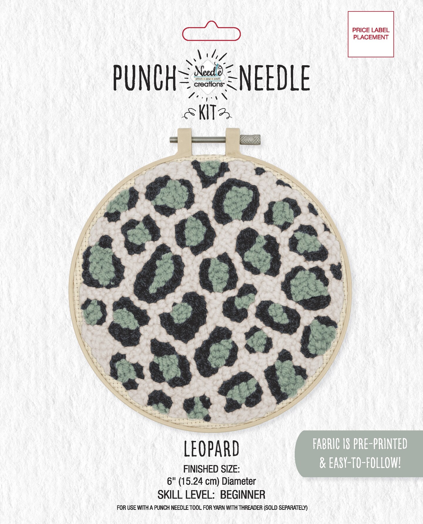 Fabric Editions Punch Needle Kit 6&#x22; Round-Leopard Print