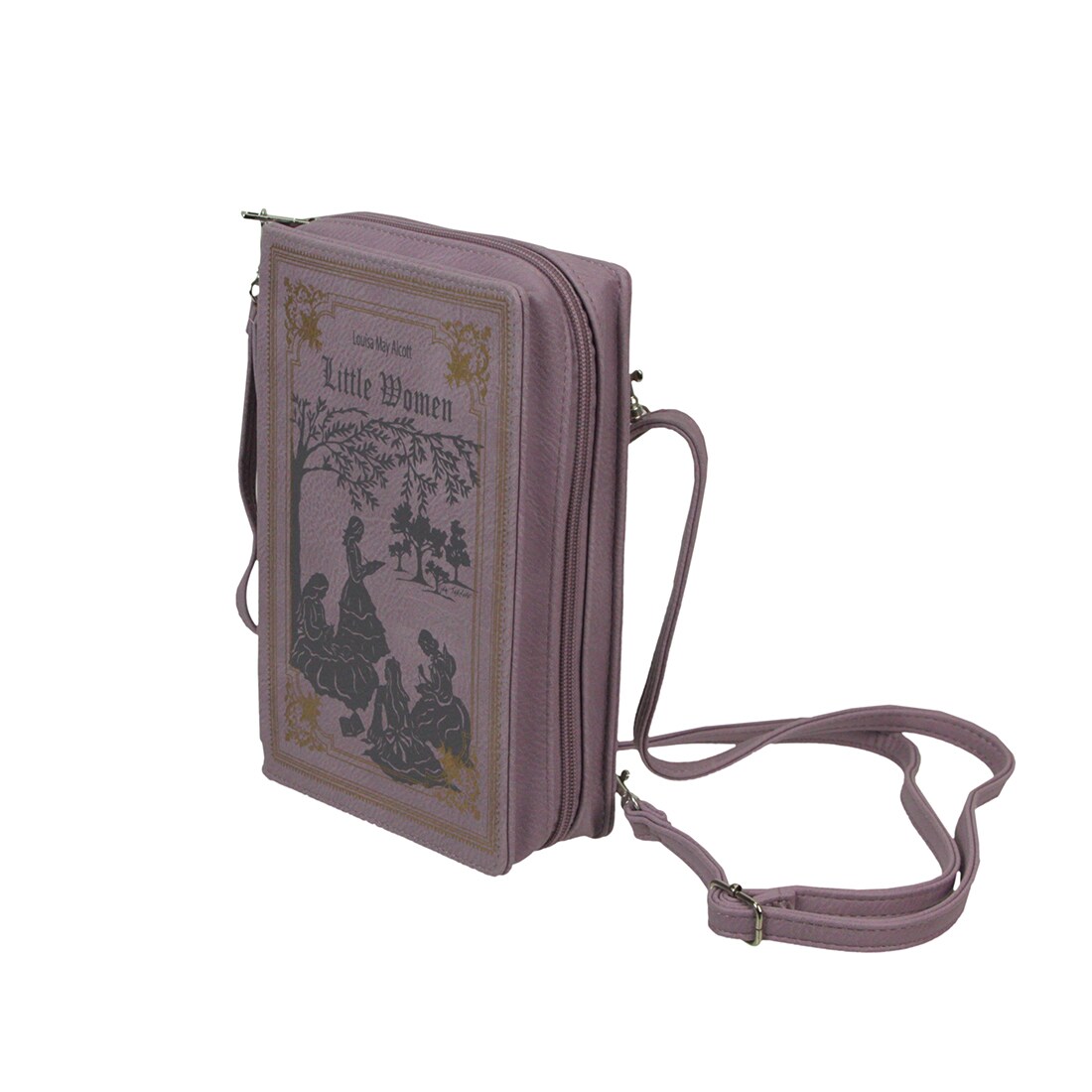 Lavender Vinyl Little Women Book Handbag Shaped Novelty Clutch Purse Crossbody Bag