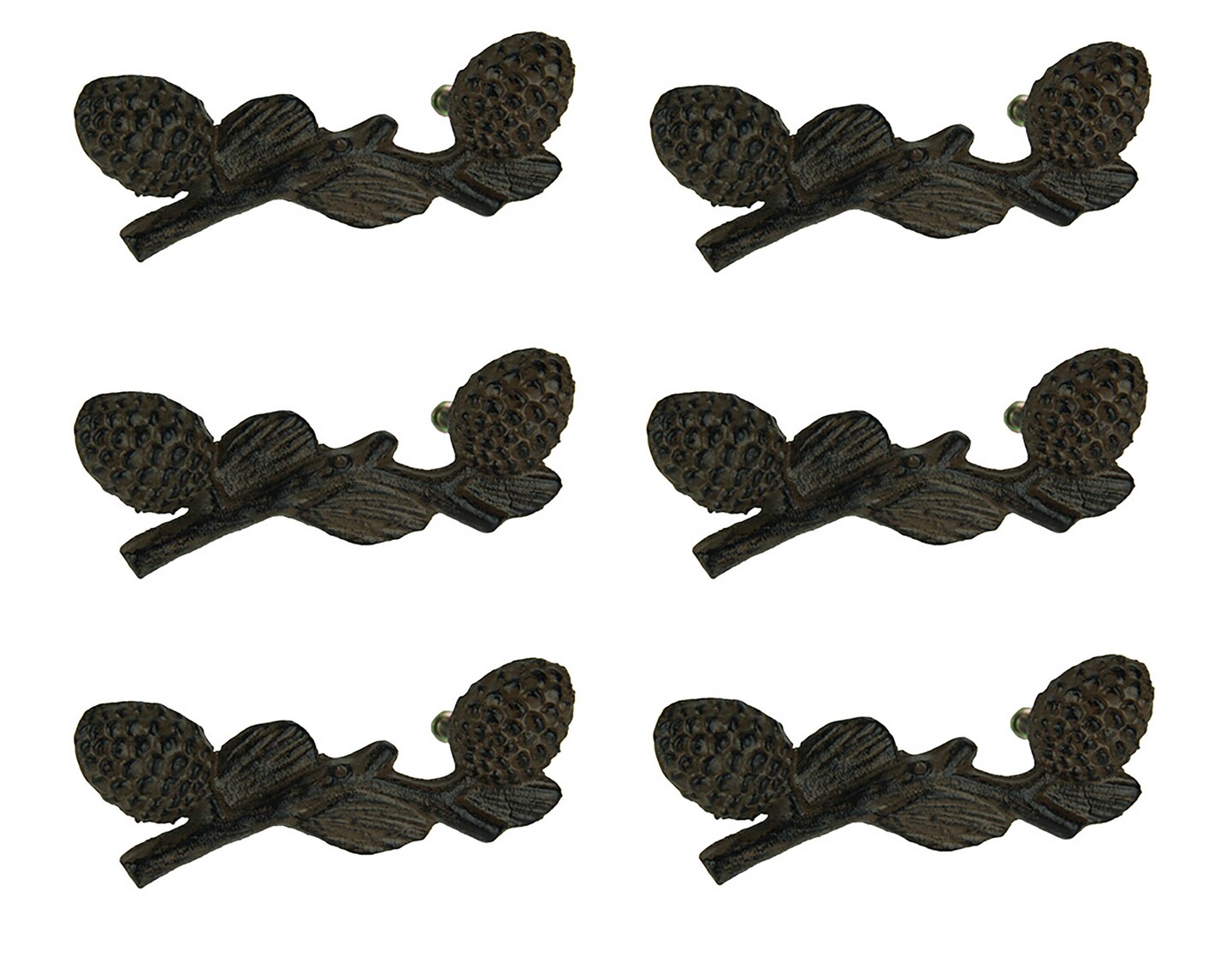 Rustic Pine Cones Decorative Cast Iron Drawer Pull Set of 6