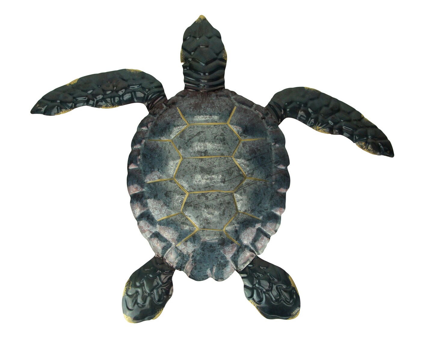 Blue Galvanized Metal Art Sea Turtle Wall Sculpture 19 inch