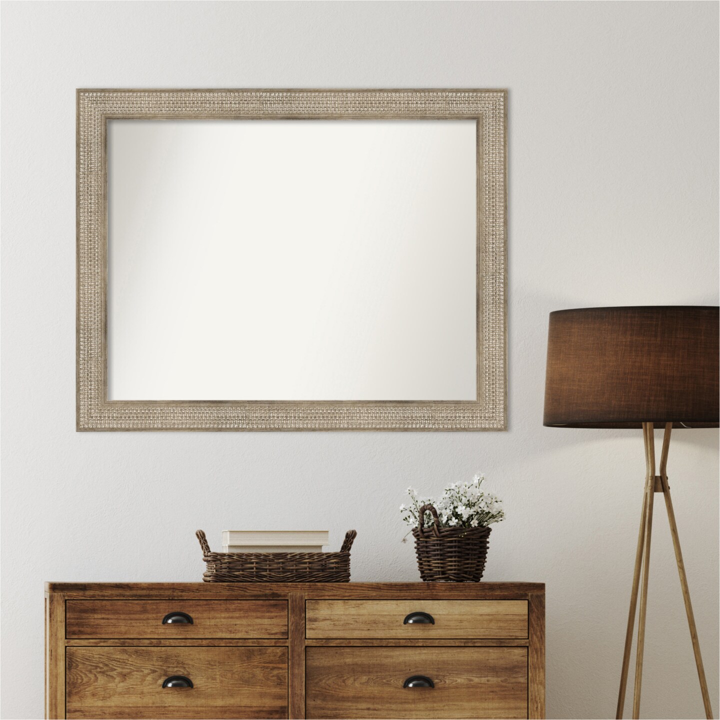 Trellis Silver Non-Beveled Custom Framed Bathroom Vanity Wall Mirror