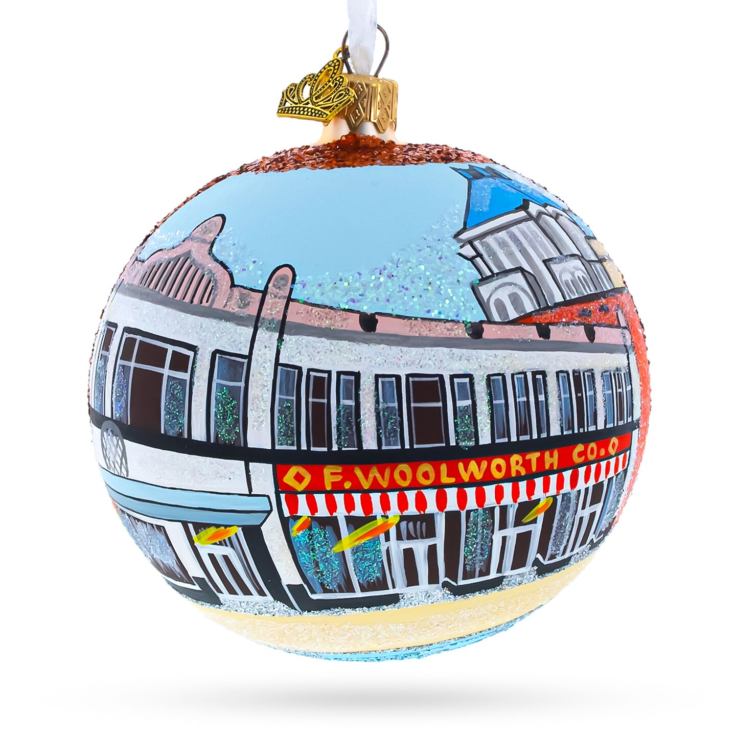 International Civil Rights Center &#x26; Museum, Greensboro, North Carolina, USA Glass Ball Christmas Ornament 4 Inches