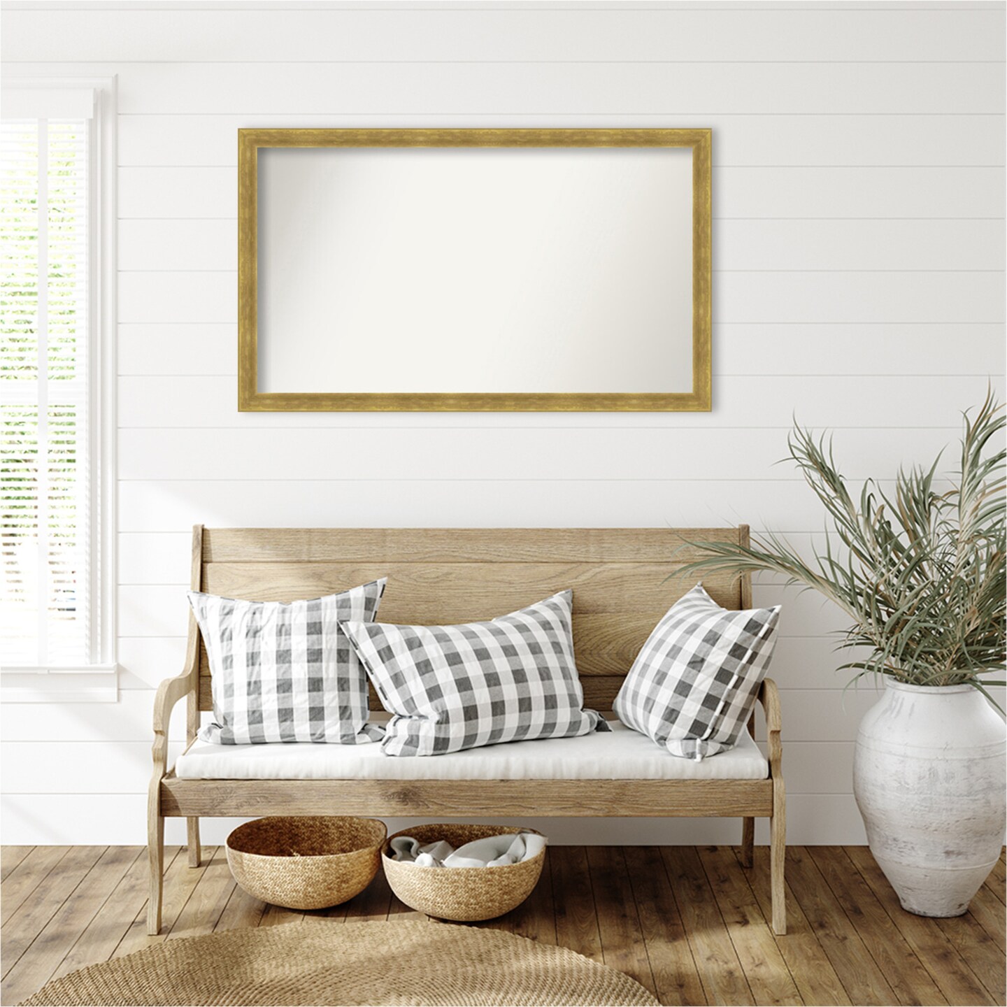 Angled Gold Non-Beveled Custom Framed Bathroom Vanity Wall Mirror