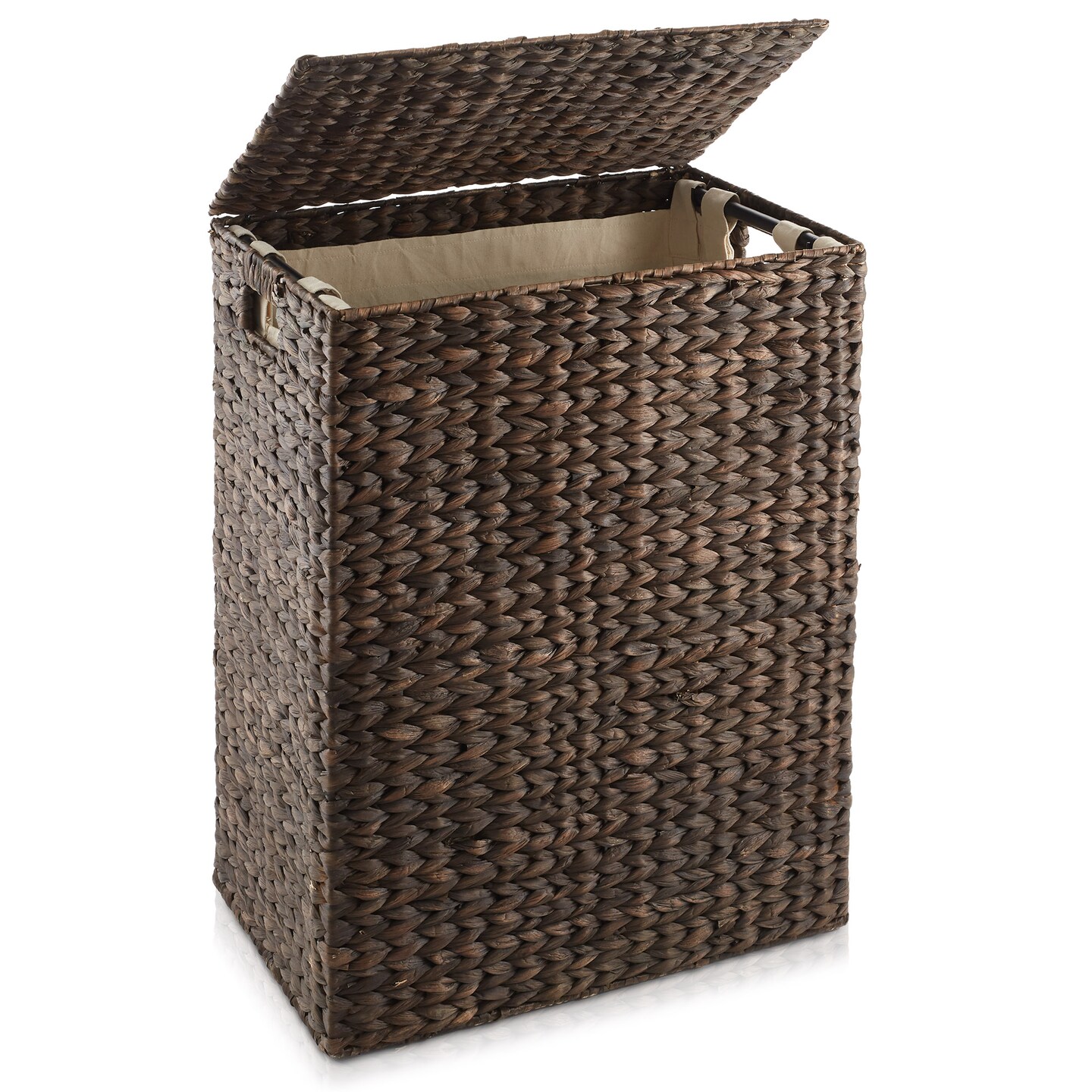Casafield Large Laundry Hamper with Lid and Removable Liner Bag, Woven Water Hyacinth Rectangular Laundry Basket Sorter for Clothes and Towels