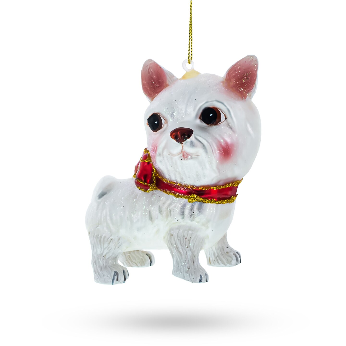 Adorable Yorkshire Terrier Blown Glass Christmas Ornament