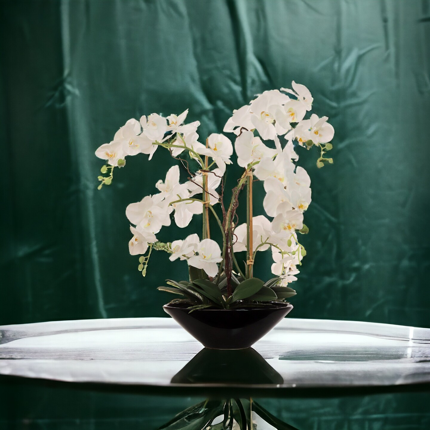 23-Inch Phalaenopsis Orchid Arrangement - Elegant Silk Floral Accent for Home &#x26; Office Decor, Floral Home by Artificial Flowers