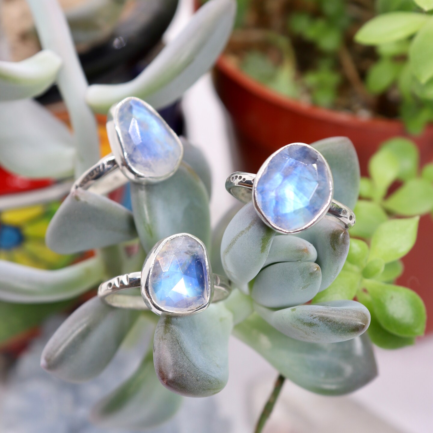 Boho Moonstone Ring, Natural Stone Statement Jewelry in Sterling Silver, Bohemian Crystal Ring, Unique Small Batch Artisan Made, Size 9 Ring product 6