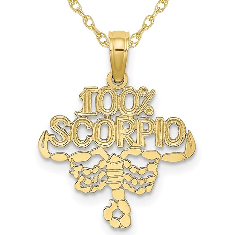 Gem And Harmony 10K Yellow Gold 100% SCORPIO Charm Astrology Pendant Necklace with Chain