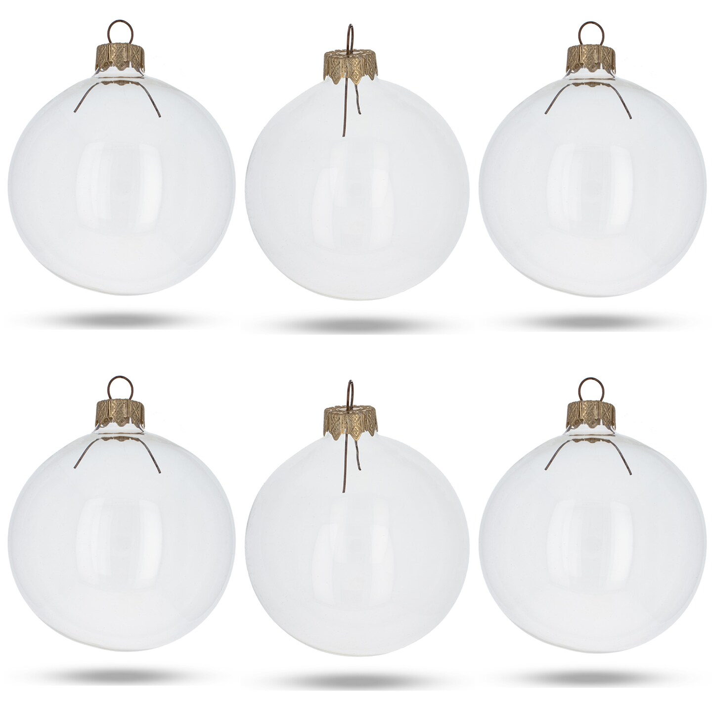 Set of 6 Clear Glass Ball Christmas Ornaments DIY Craft 3.25 Inches