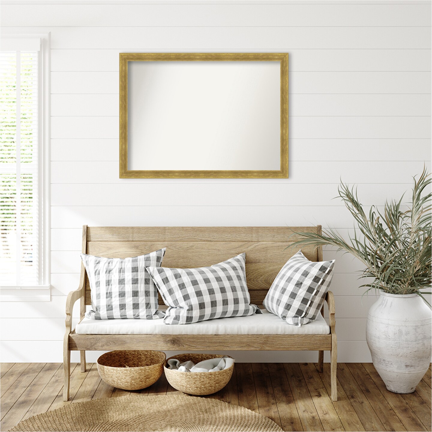 Angled Gold Non-Beveled Custom Framed Bathroom Vanity Wall Mirror