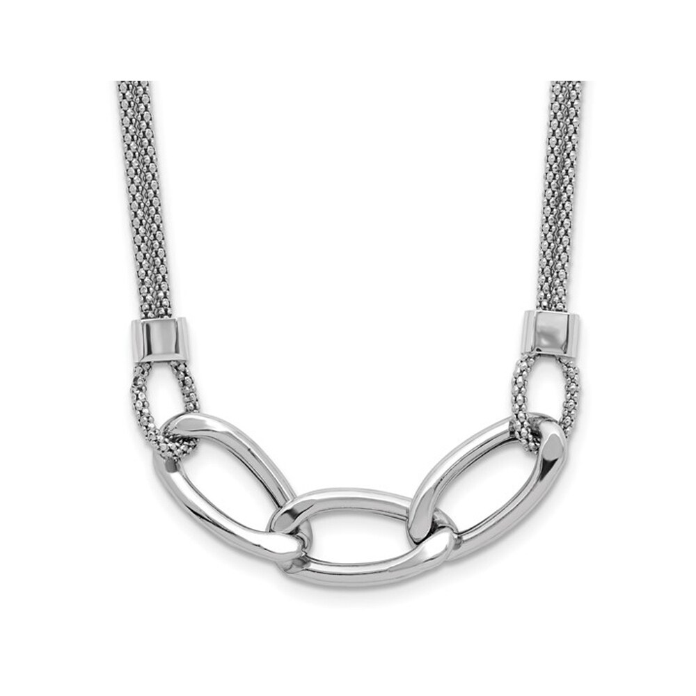 Gem And Harmony Sterling Silver Multi-Strand Fancy Necklace (16 Inches)