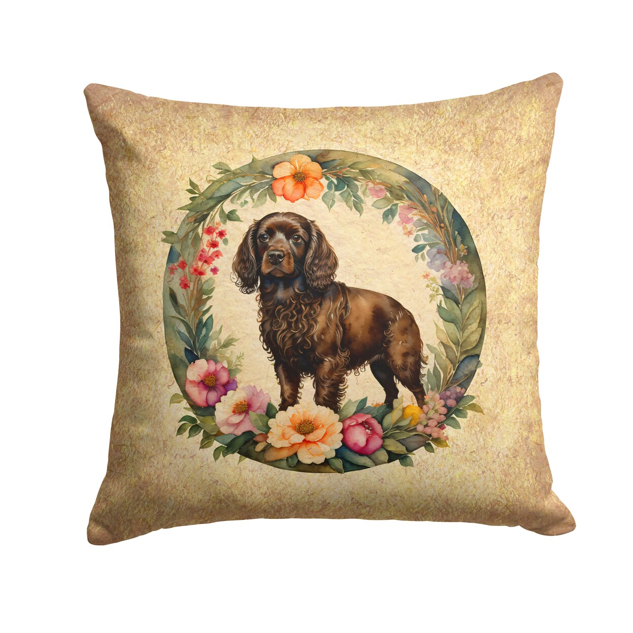 Caroline's Treasures Boykin Spaniel and Flowers Fabric Decorative Pillow