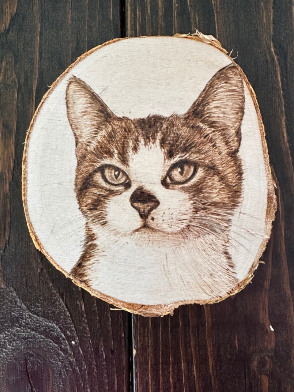 Hand painted pet portrait on order wood