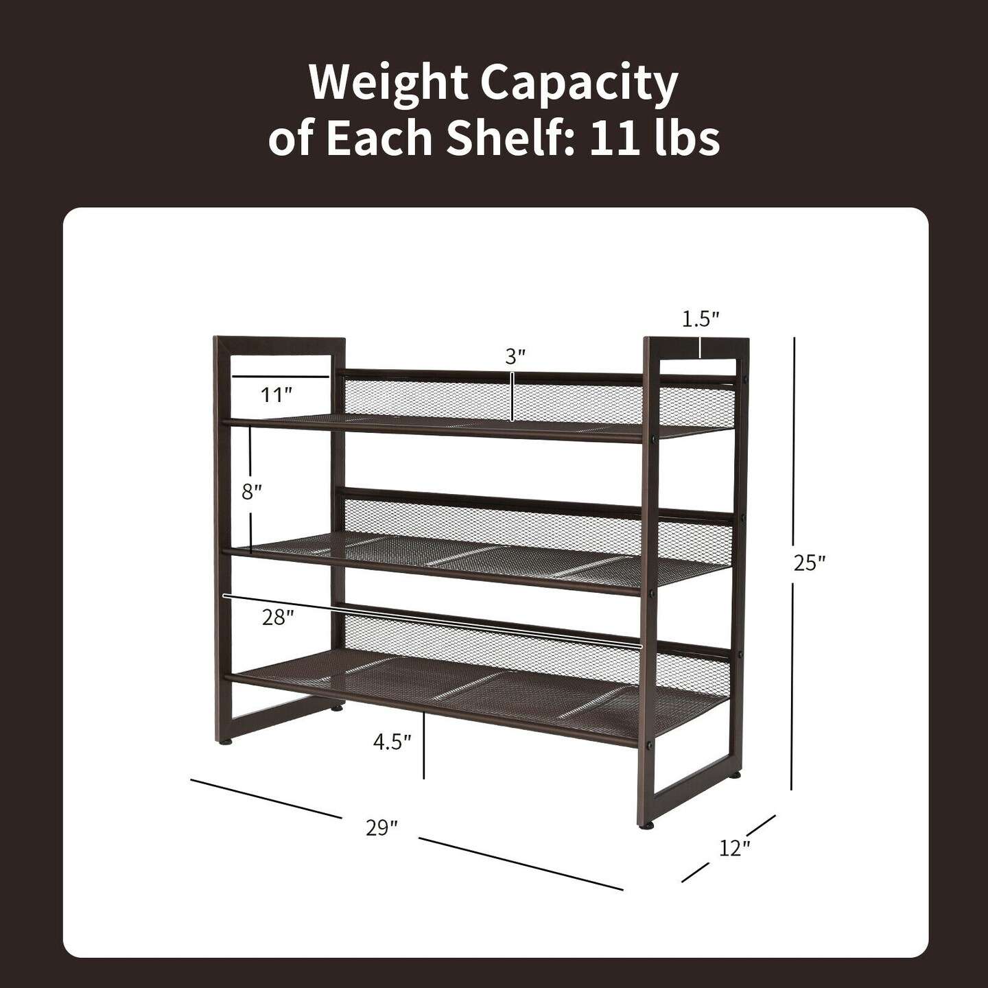 2/3/4 Tiers Flat and Slant Metal Shoe Rack for Entryway Hallway