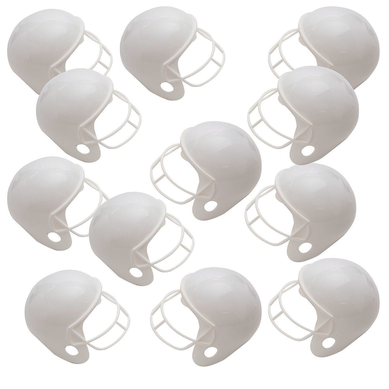 S&S Color-Me White Football Helmets, Personalize with Team Logo & Colors, Decorate with Permanent Markers, Paint or Stickers, Camp, Sports, Plastic, Decorative Use Only, 6” x 4-1/2", Pack of 12