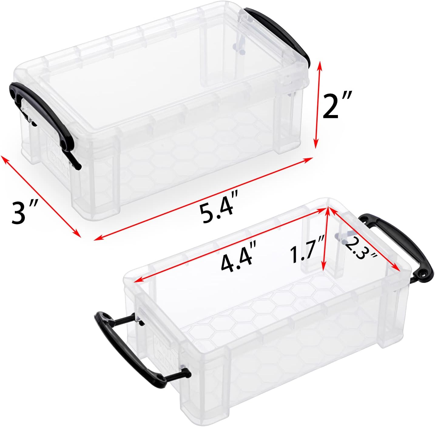 6 Pack Small Clear Plastic Storage Box with Lid Mini Sewing Box Organizer with Black Latch Stackable Craft Storage Containers Small Organizer Box for Stationery, Jewelry, and More