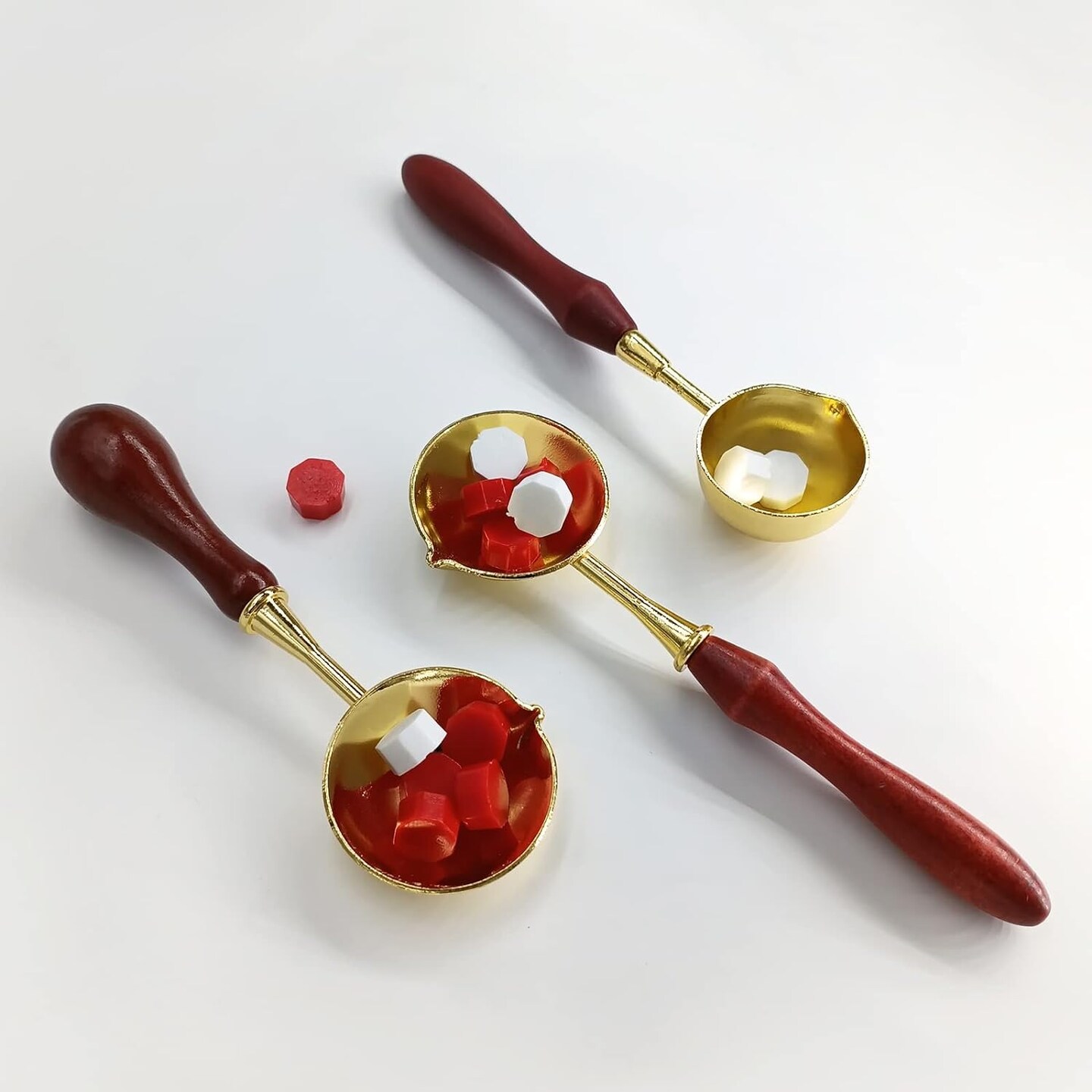 Seal Spoon Sealing Spoon with Wooden Handel Wax Sealing Stamp Melting Spoon Wax Seal Warmer Wax Seal Spoon Set for Wedding Invitations (3)