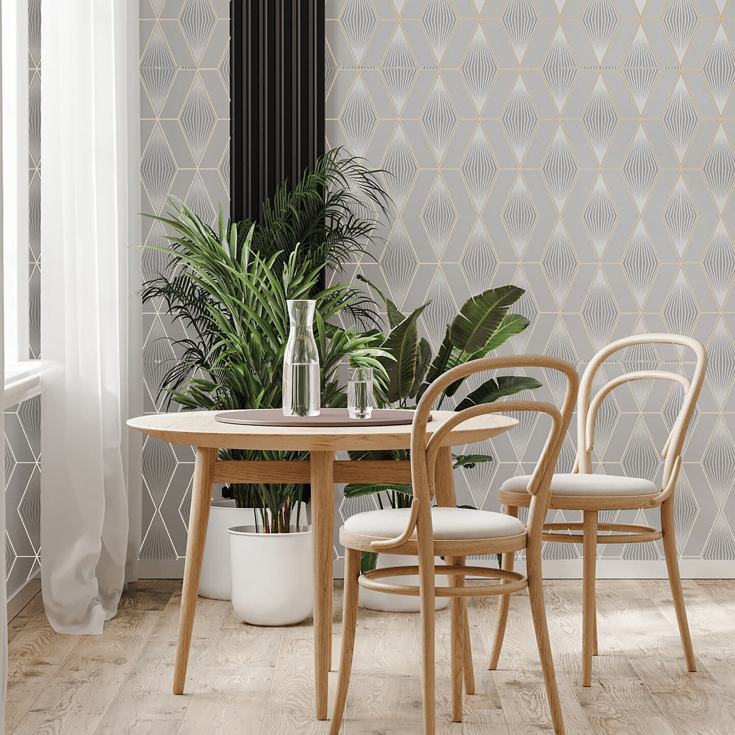Superfresco Easy Chicago Geo Gray Silver Star Wallpaper