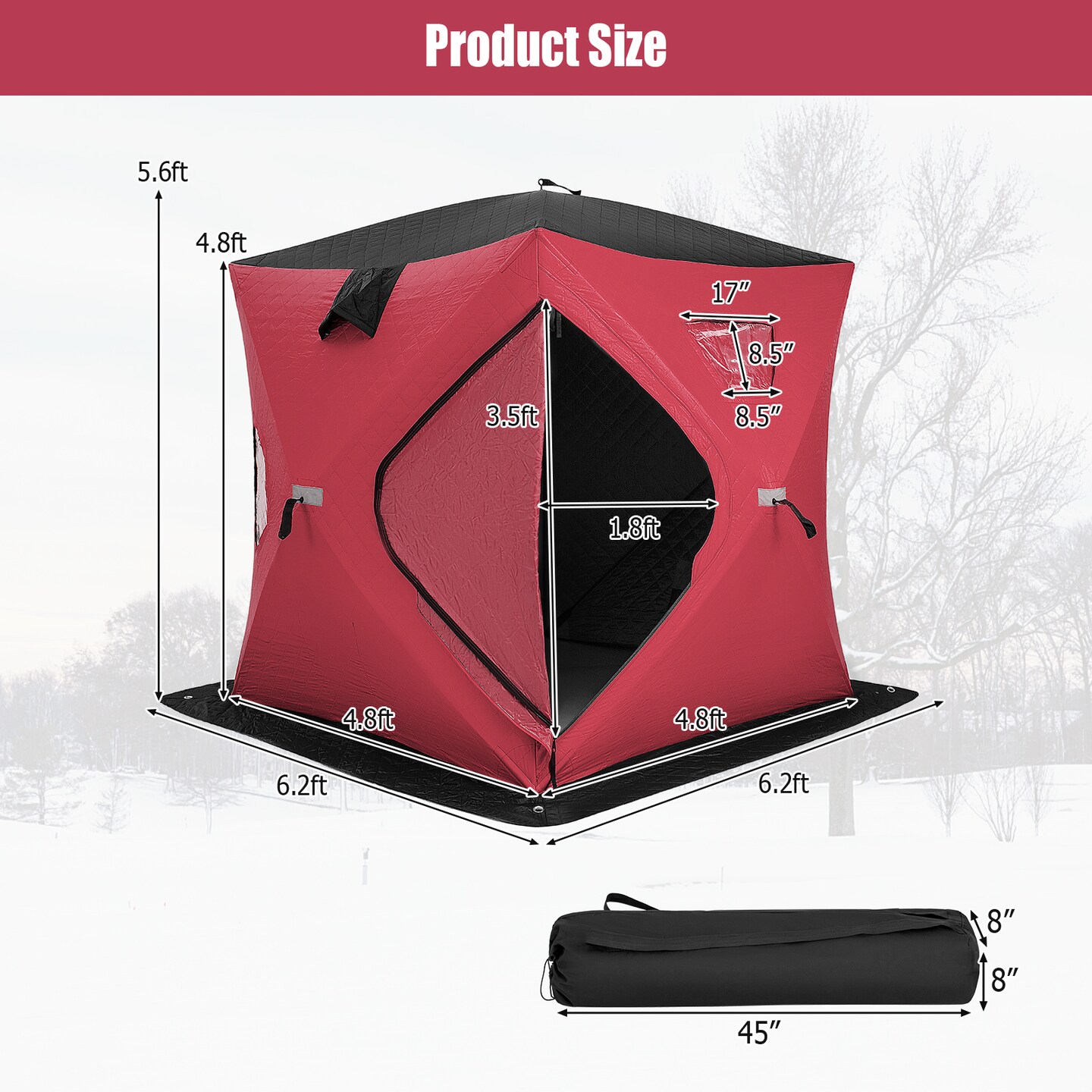 Portable 2 Person Ice Shanty With Cotton Padded Walls