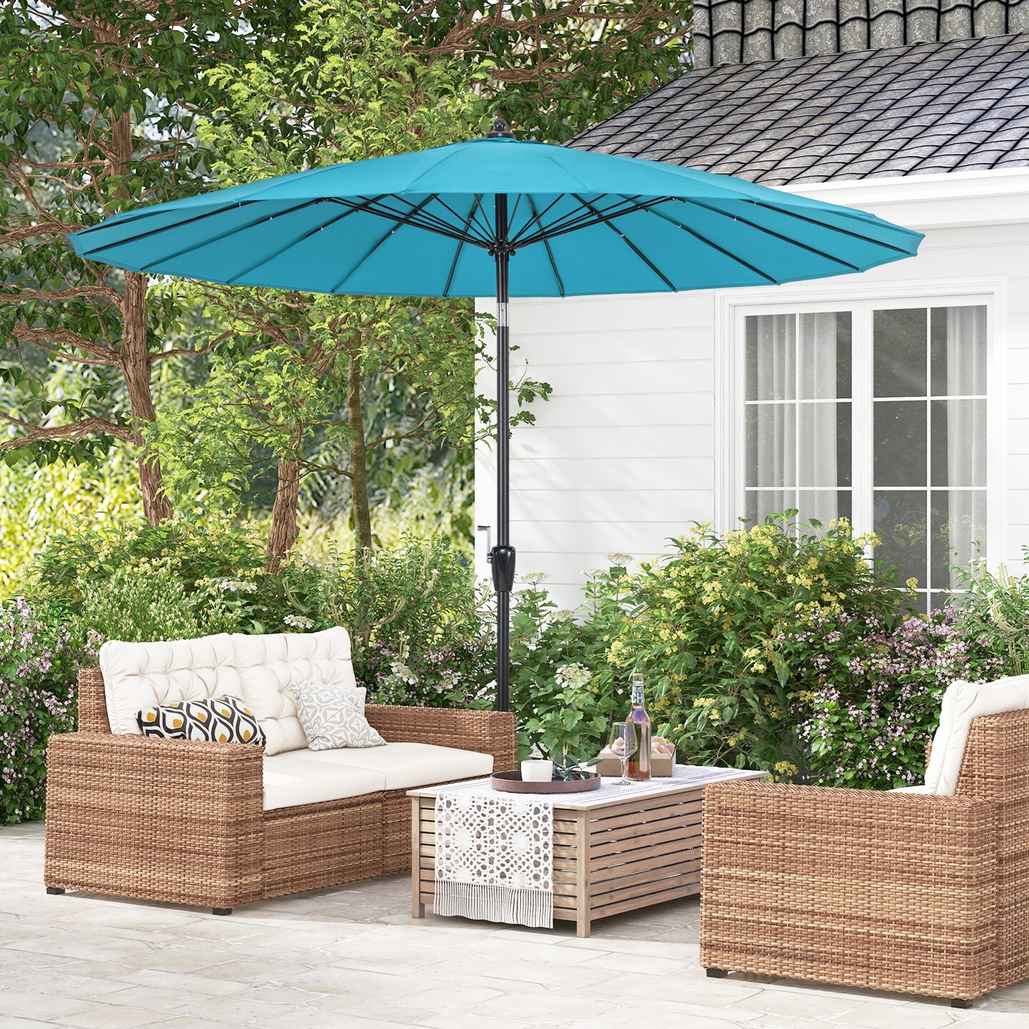 angled patio umbrellas SunVilla 11 ft. Round Modern Angled Cantilever Umbrella