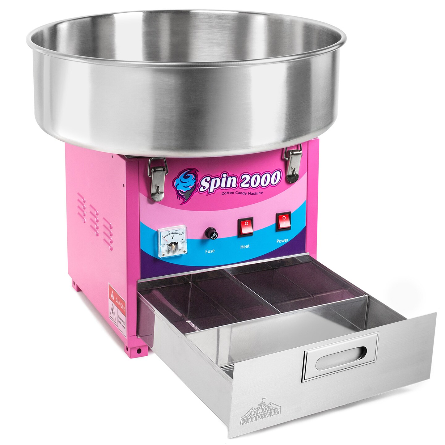 Olde Midway Cotton Candy Machine and SPIN 2000 Electric Candy Floss Maker - SPIN 2000, Commercial-Grade