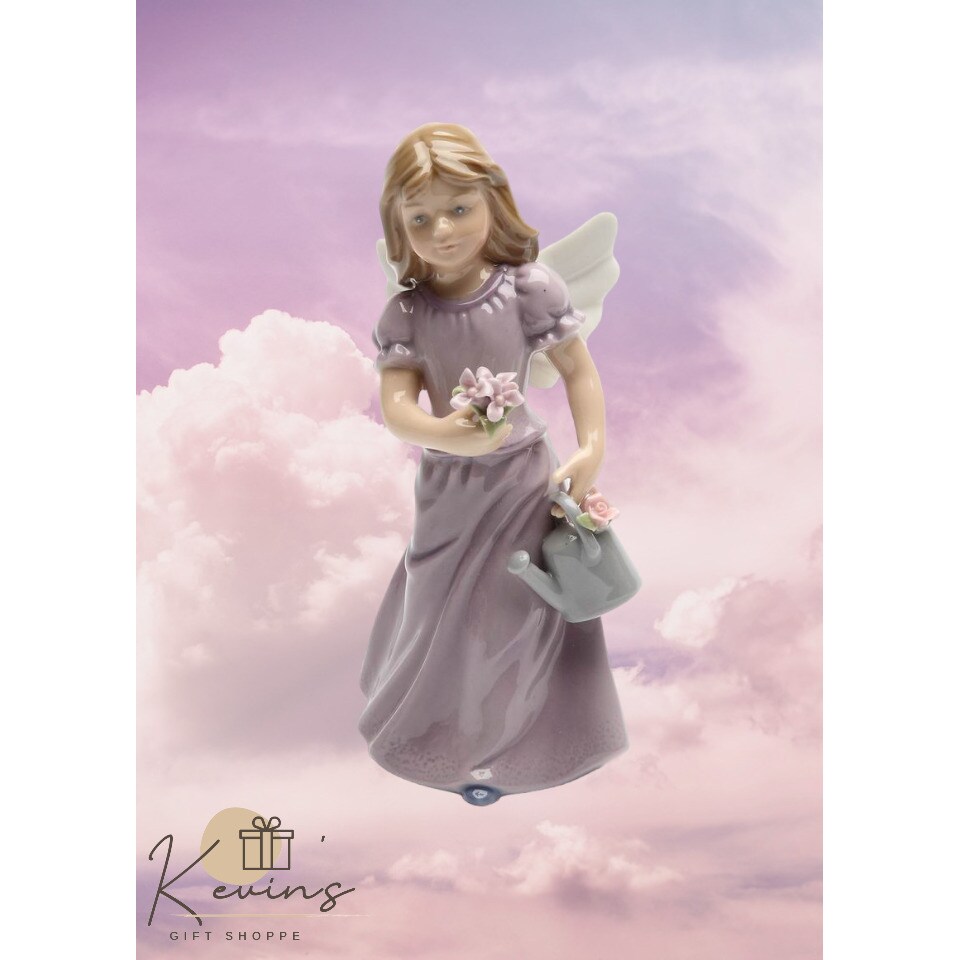 kevinsgiftshoppe Ceramic Angel In Lavender Dress Figurine Home Decor Religious Decor Religious Gift Church Decor