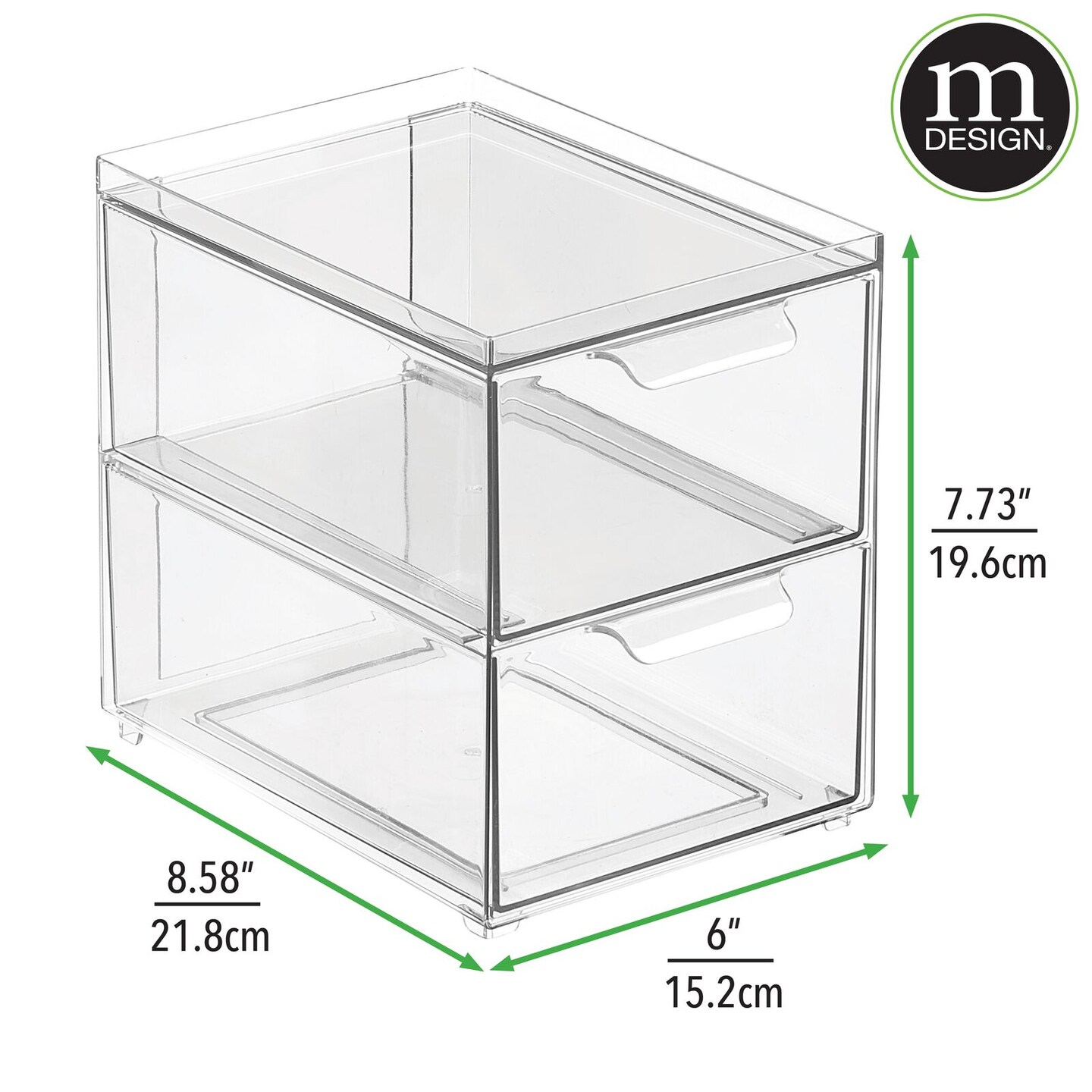 mDesign Stacking Plastic Storage Kitchen Bin with Pull-Out Drawers